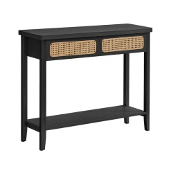 New SONGMICS Table console 2 tiroirs style boho beige chêne