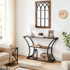 Outlet SONGMICS Table console arrondie Brun Vintage Noir