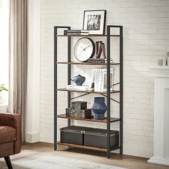 Fashion SONGMICS Table console grille industriel Brun Vintage Noir