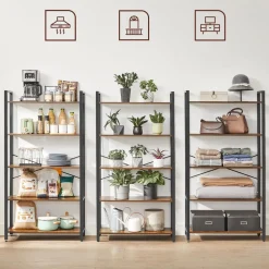 Fashion SONGMICS Table console grille industriel Brun Vintage Noir