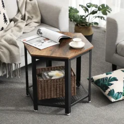 Best Sale SONGMICS Table console hexagonale Marron Rustique