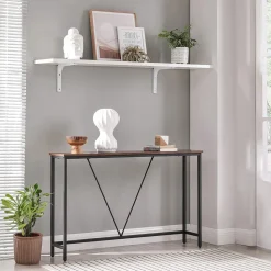 Shop SONGMICS Table console longue design V Blanc