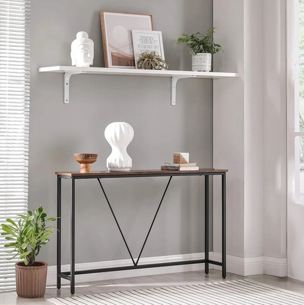 Shop SONGMICS Table console longue design V Blanc