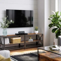 New SONGMICS Table console longue industriel Brun Vintage Noir