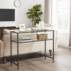 Store SONGMICS Table console verre noir