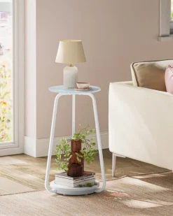 Hot SONGMICS Table d’appoint à 2 niveaux en métal noir d'encre