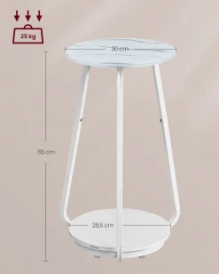 Hot SONGMICS Table d’appoint à 2 niveaux en métal noir d'encre