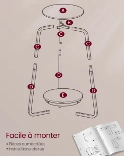 Hot SONGMICS Table d’appoint à 2 niveaux en métal noir d'encre