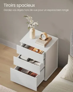 New SONGMICS Table d’appoint à 3 niveaux blanc neige