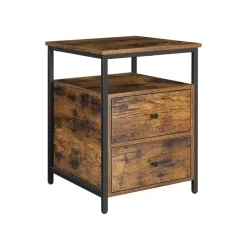 New SONGMICS Table d'appoint 2 tiroirs Brun Vintage Noir