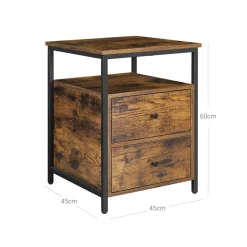 New SONGMICS Table d'appoint 2 tiroirs Brun Vintage Noir