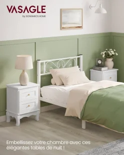 Cheap SONGMICS Table d’appoint avec multiprise  marron rustique et noir classique