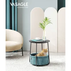 Best Sale SONGMICS Table d’Appoint avec Multiprise Marron ChêNe + Blanc