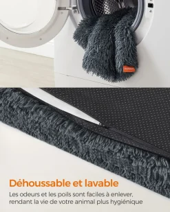 Store SONGMICS Table d’appoint avec panier en tissu blanc mat et marron