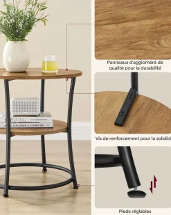 Sale SONGMICS Table d'appoint avec étagère inférieure Blanc