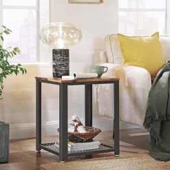 Sale SONGMICS Table d'appoint carrée industriel Marron Rustique