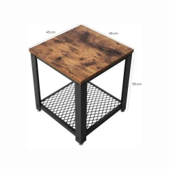 Sale SONGMICS Table d'appoint carrée industriel Marron Rustique