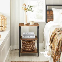 Fashion SONGMICS Table d'appoint desgin X Noir