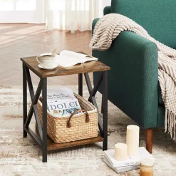 New SONGMICS Table d'appoint design X Noir