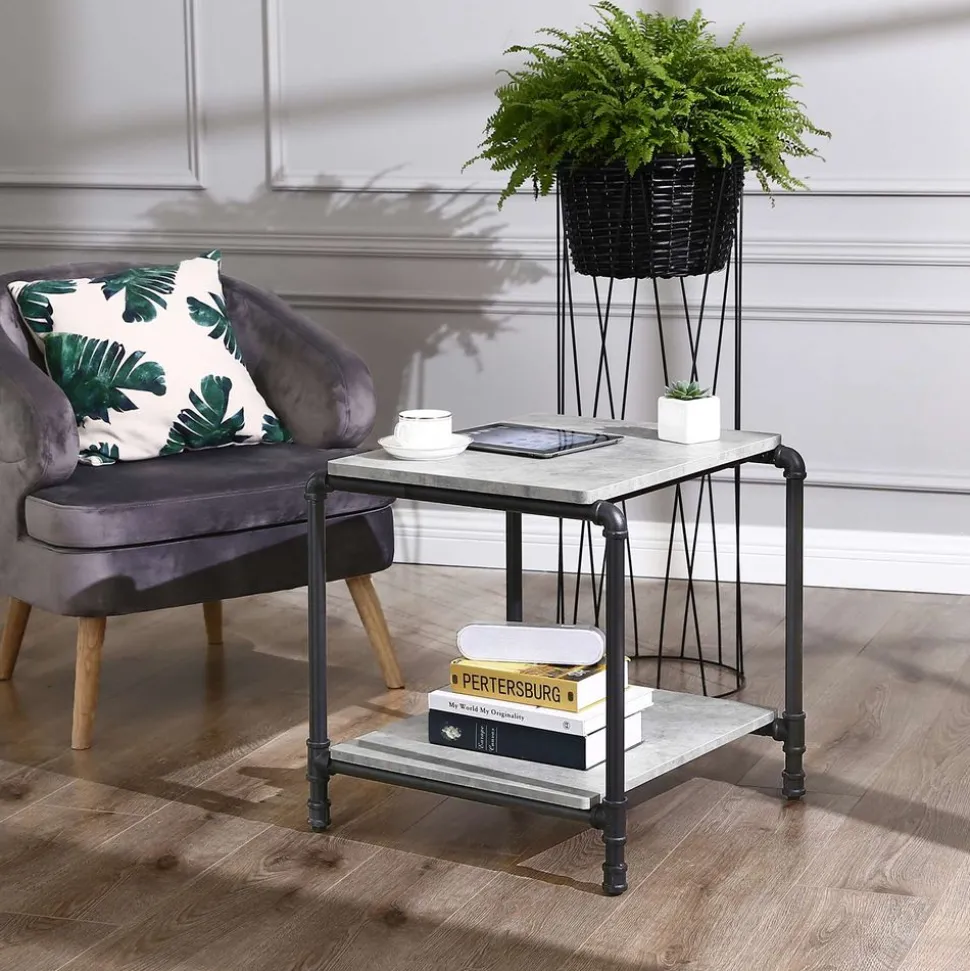 Flash Sale SONGMICS Table d'appoint effet béton industriel Blanc