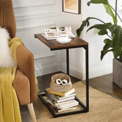 Store SONGMICS Table d'appoint en C Brun Vintage Noir