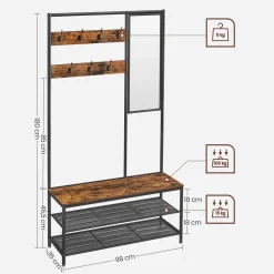 Store SONGMICS Table d’appoint ouverte Brun Vintage Noir