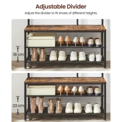 Store SONGMICS Table d’appoint ouverte Brun Vintage Noir