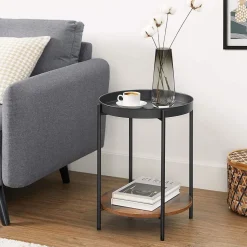 Best Sale SONGMICS Table d'appoint plateau Marron Rustique + Noir