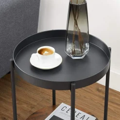 Best Sale SONGMICS Table d'appoint plateau Marron Rustique + Noir