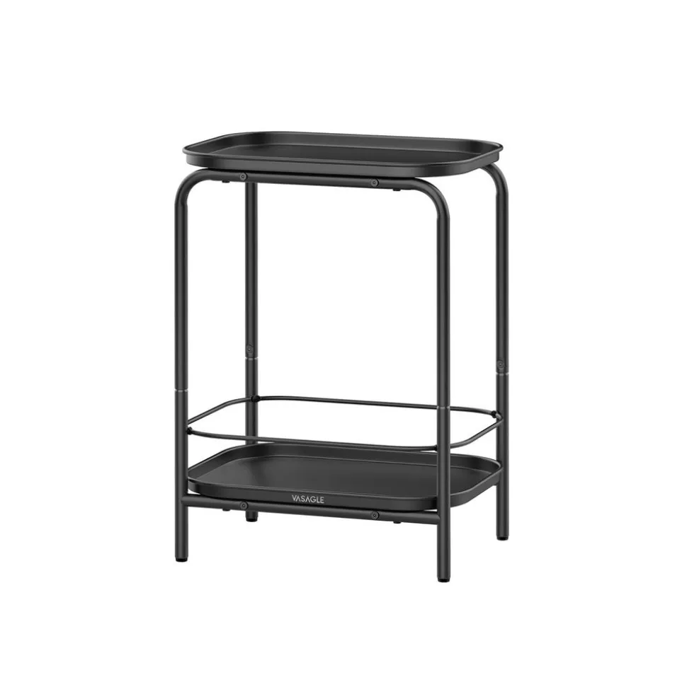 Outlet SONGMICS Table d'appoint ronde 2 niveaux cadre en acier noisette rustique et noir