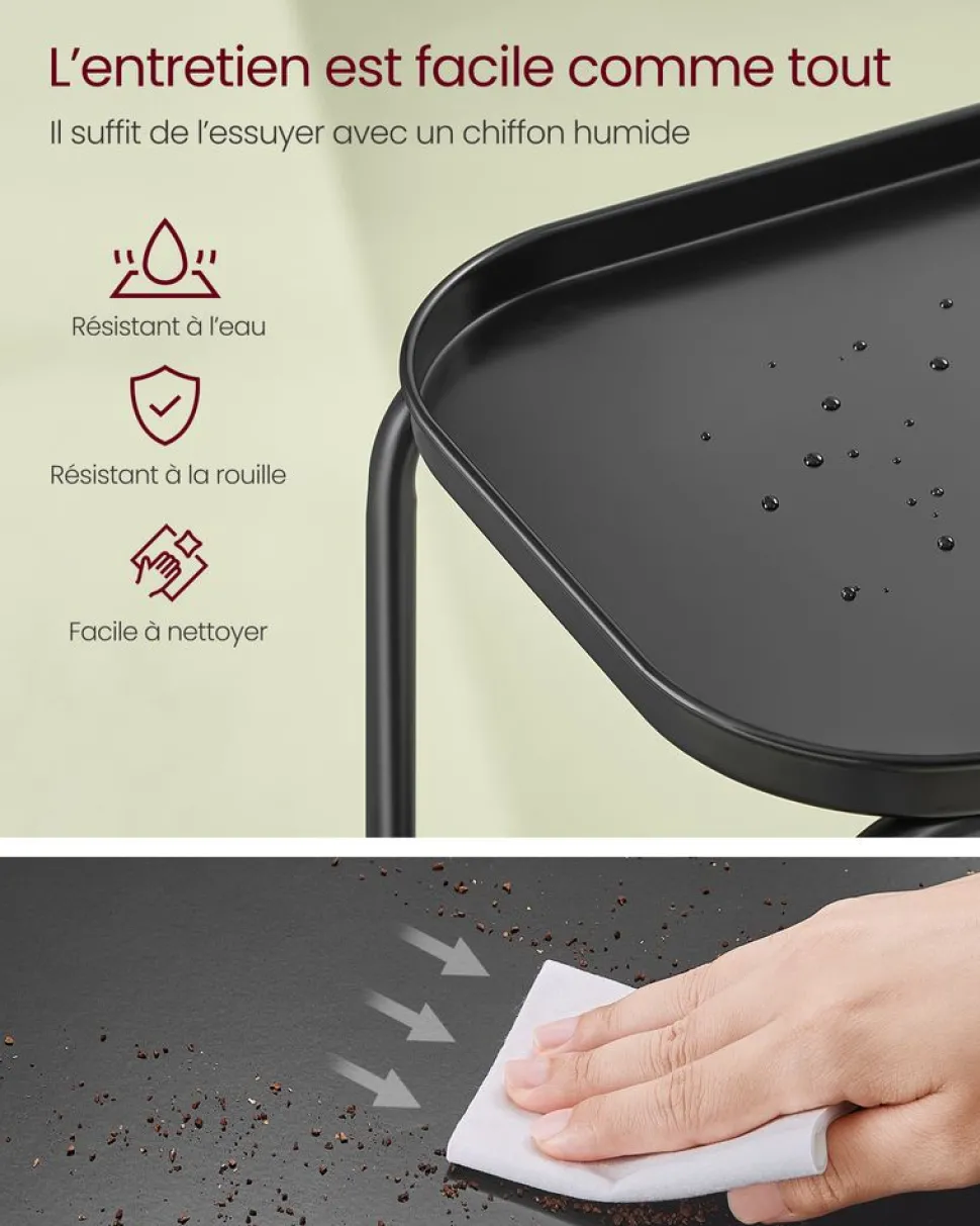 Outlet SONGMICS Table d'appoint ronde 2 niveaux cadre en acier noisette rustique et noir