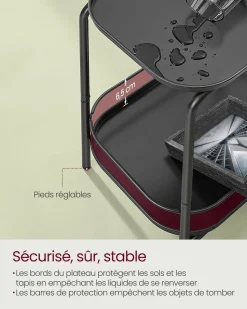 Outlet SONGMICS Table d'appoint ronde 2 niveaux cadre en acier noisette rustique et noir