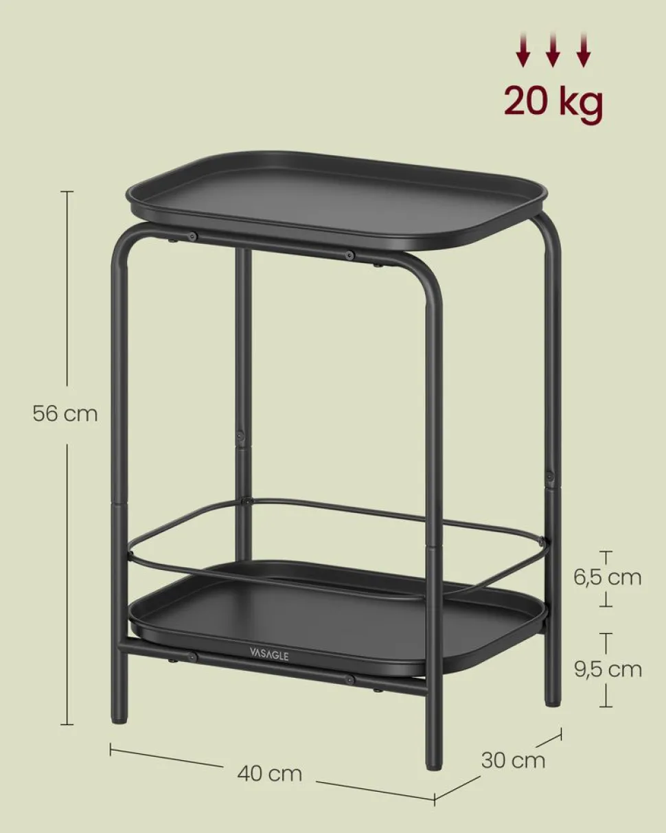 Outlet SONGMICS Table d'appoint ronde 2 niveaux cadre en acier noisette rustique et noir