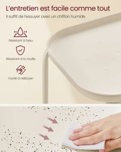 Outlet SONGMICS Table d'appoint ronde 2 niveaux cadre en acier noisette rustique et noir