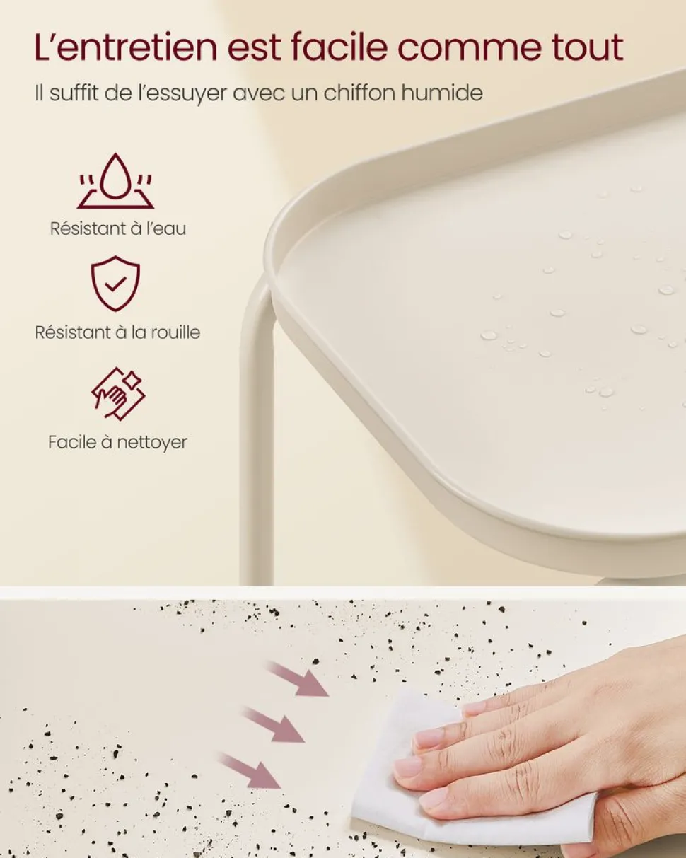 Outlet SONGMICS Table d'appoint ronde 2 niveaux cadre en acier noisette rustique et noir