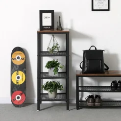 Discount SONGMICS Table d'appoint étagère industriel Marron Rustique