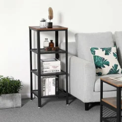 Discount SONGMICS Table d'appoint étagère industriel Marron Rustique