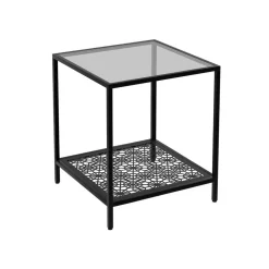 Fashion SONGMICS Table d'appoint verre trempé Blanc