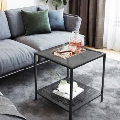 Fashion SONGMICS Table d'appoint verre trempé Blanc