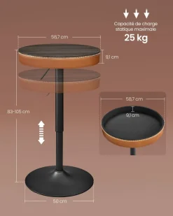 Sale SONGMICS Table de bar 40 x 99,8 x 104,6 cm marron cendré