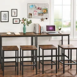 Cheap SONGMICS Table de bar avec cadre métallique robuste Marron Rustique