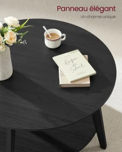 Store SONGMICS Table de bar avec rangement pu avec coutures noir boisé et noir d'encre
