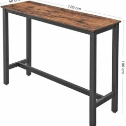 Fashion SONGMICS Table de bar industriel Brun Rustique