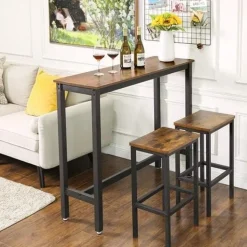 Fashion SONGMICS Table de bar industriel Brun Rustique