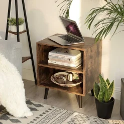 Clearance SONGMICS Table de chevet 2 casiers industriel Marron Rustique