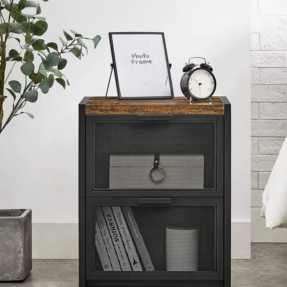 New SONGMICS Table de chevet 2 compartiments Noir