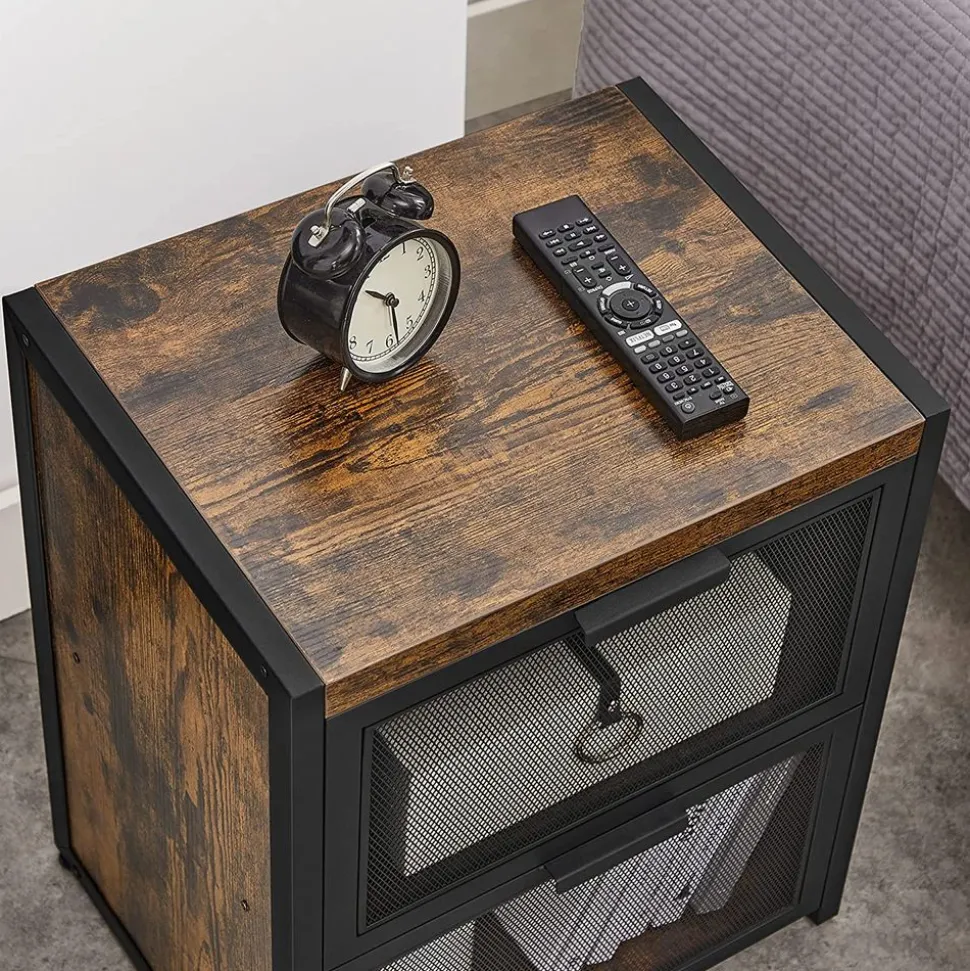 New SONGMICS Table de chevet 2 compartiments Noir