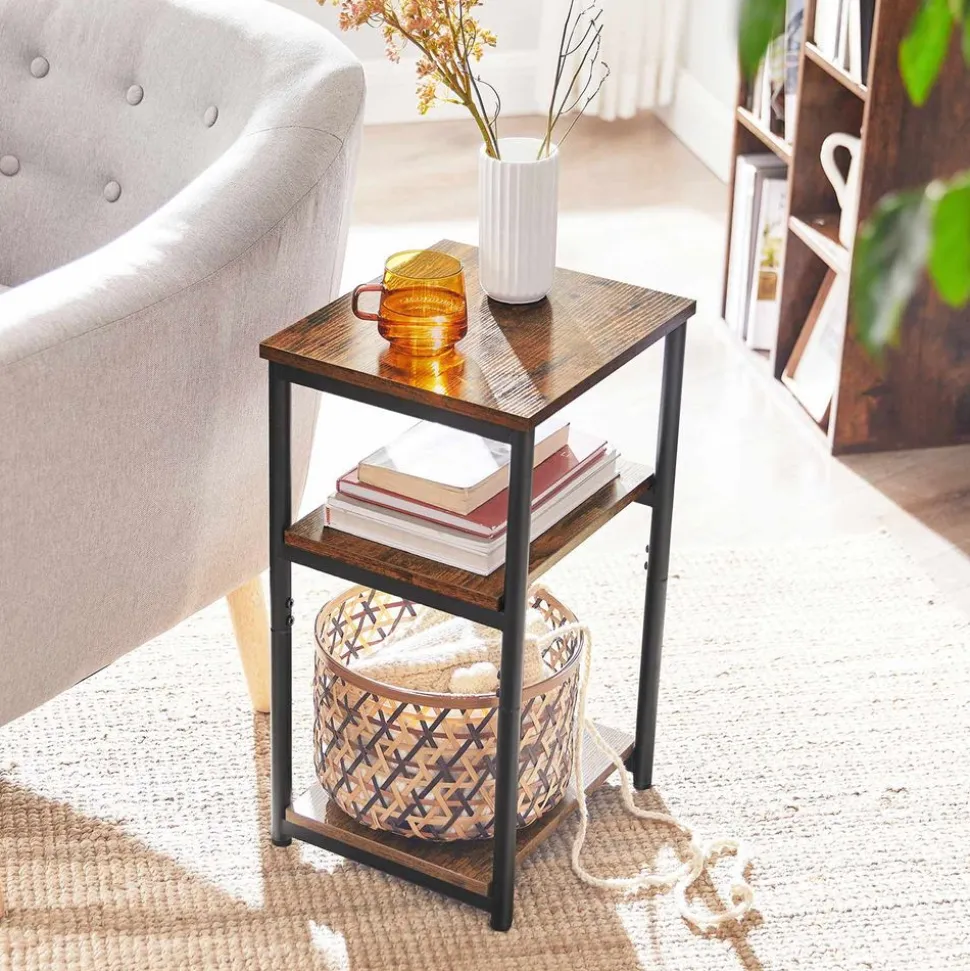 Hot SONGMICS Table de chevet 3 niveaux Rustique