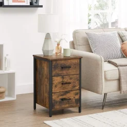 Best SONGMICS Table de chevet 3 tiroirs Brun Vintage Noir