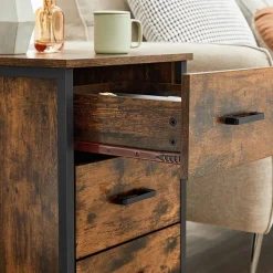 Best SONGMICS Table de chevet 3 tiroirs Brun Vintage Noir